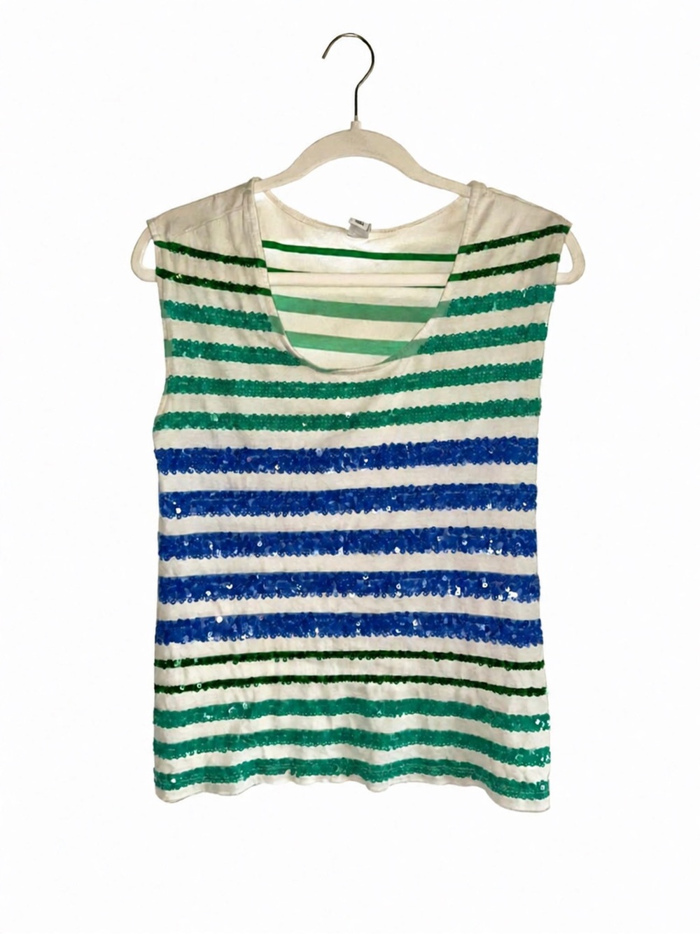 Old Navy Sequined Striped Tank Top - Blue & Green